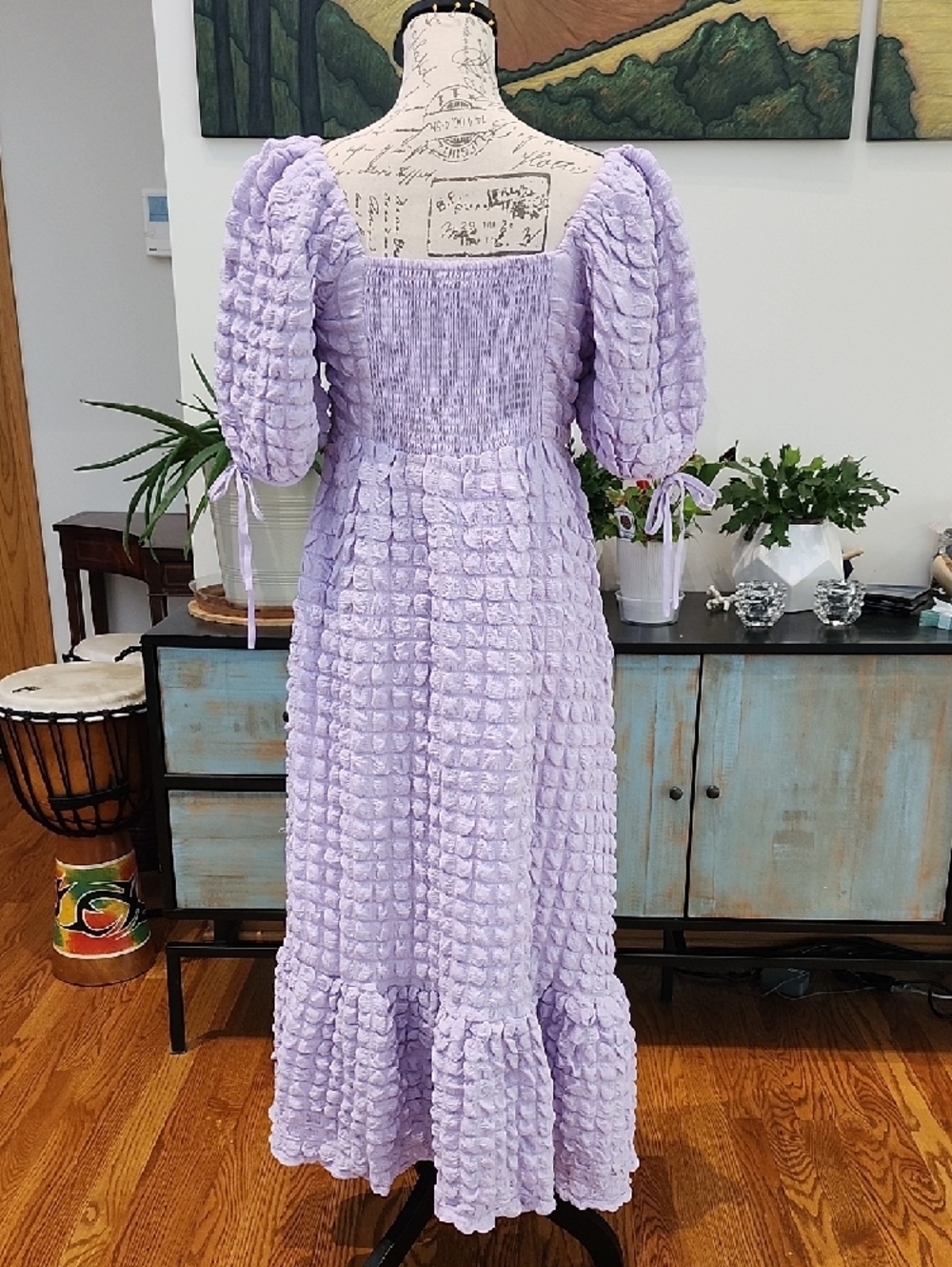 Bubble Puff Sleeve Lilac Maxi Dress - NWT - Picture 7 of 13